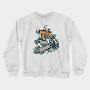 Man riding mountainboard Crewneck Sweatshirt